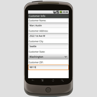 Customer Information Screen.  This is the first screen in the application.  It captures customer contact information, including name and address. 