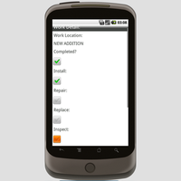 Checklist Screen.  This screen immediately follows each Location you add to the list.  You can specify the type of work to be completed at the site by checking one or more items on the screen.