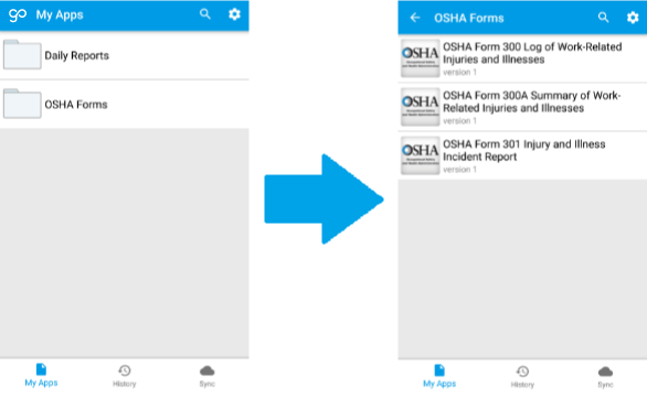 two mobile devices with OSHA apps