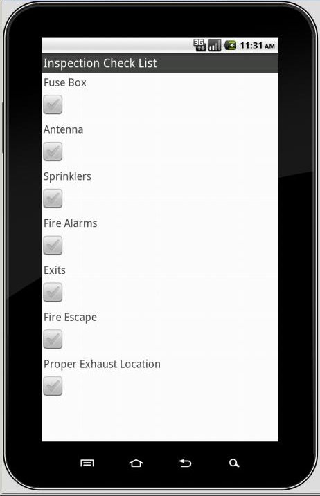 Inspection Check List Android Samsung Tab