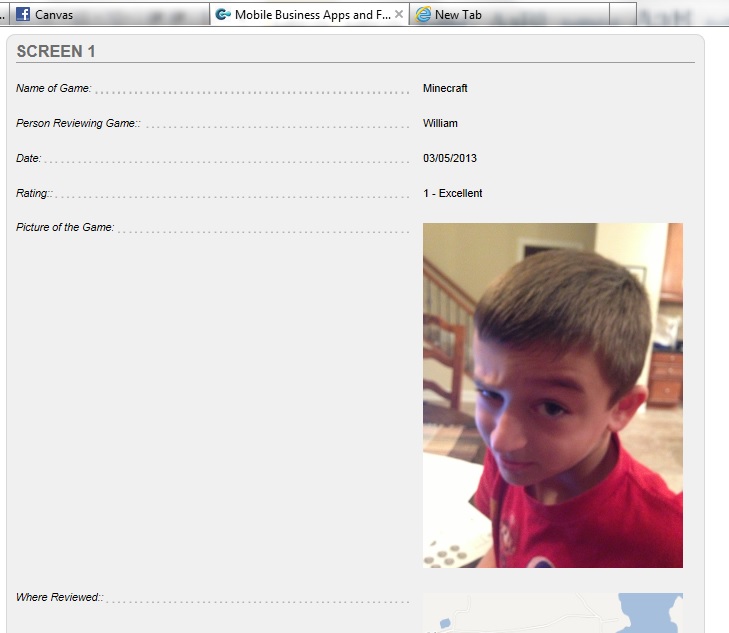 Video Game Review App Created Using GoCanvas By Five Year Old. GoCanvas