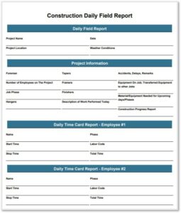 example of a construction daily report template