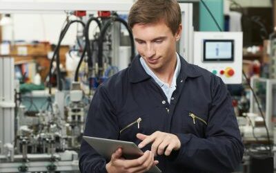 Man looking at tablet for an inspection