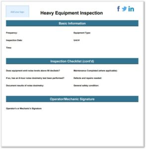 equipment inspection template form