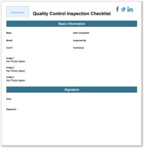 quality control inspection template