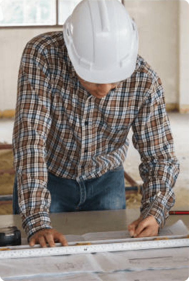 A man at a job site working.