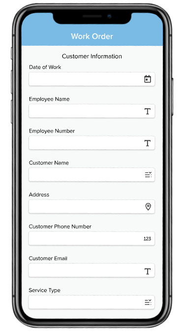 Image of a GoCanvas work order digital form on phone.