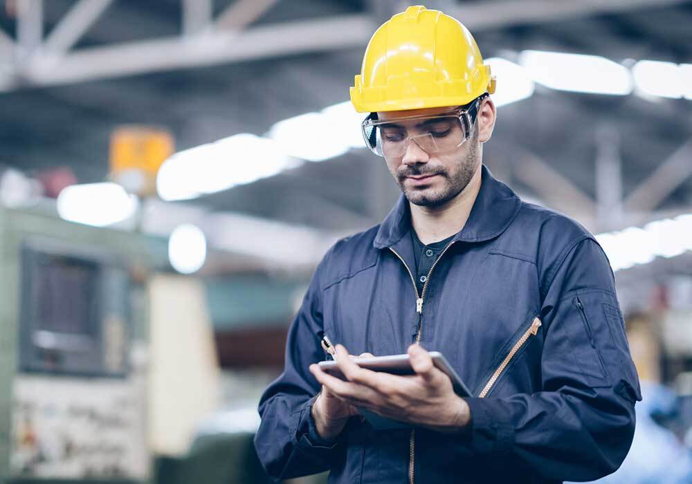 man with tablet