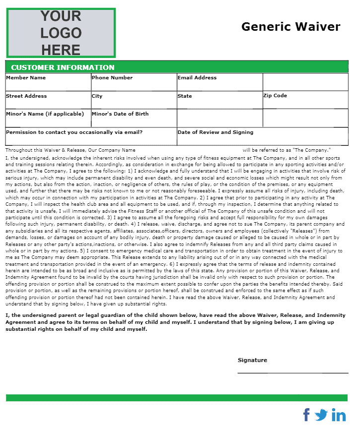 waiver form example